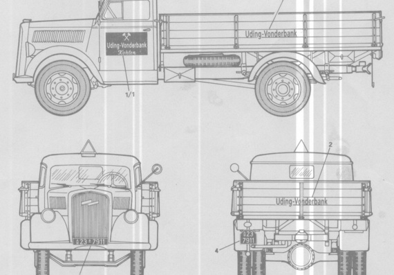 Opel Blitz - drawings (figures) of the car